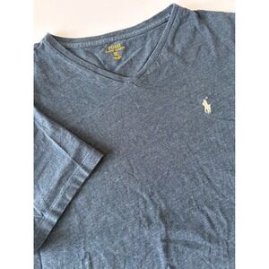 Polo Ralph Lauren Mens XL Blue Heather V-Neck Short Sleeve Pony Logo T-Shirt